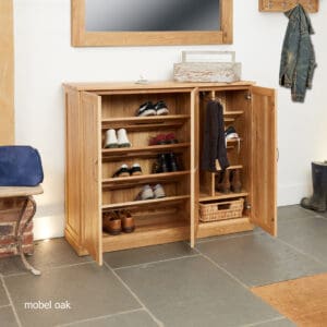Mobel Oak Extra Large Shoe Cupboard - 1