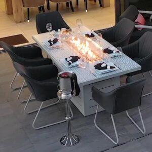 Santorini rectangular fire pit patterned table